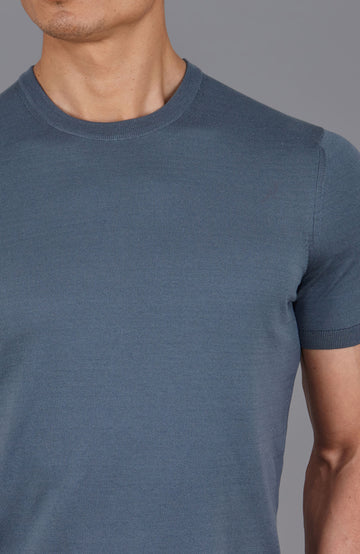 blue mens mercerised cotton t-shirt
