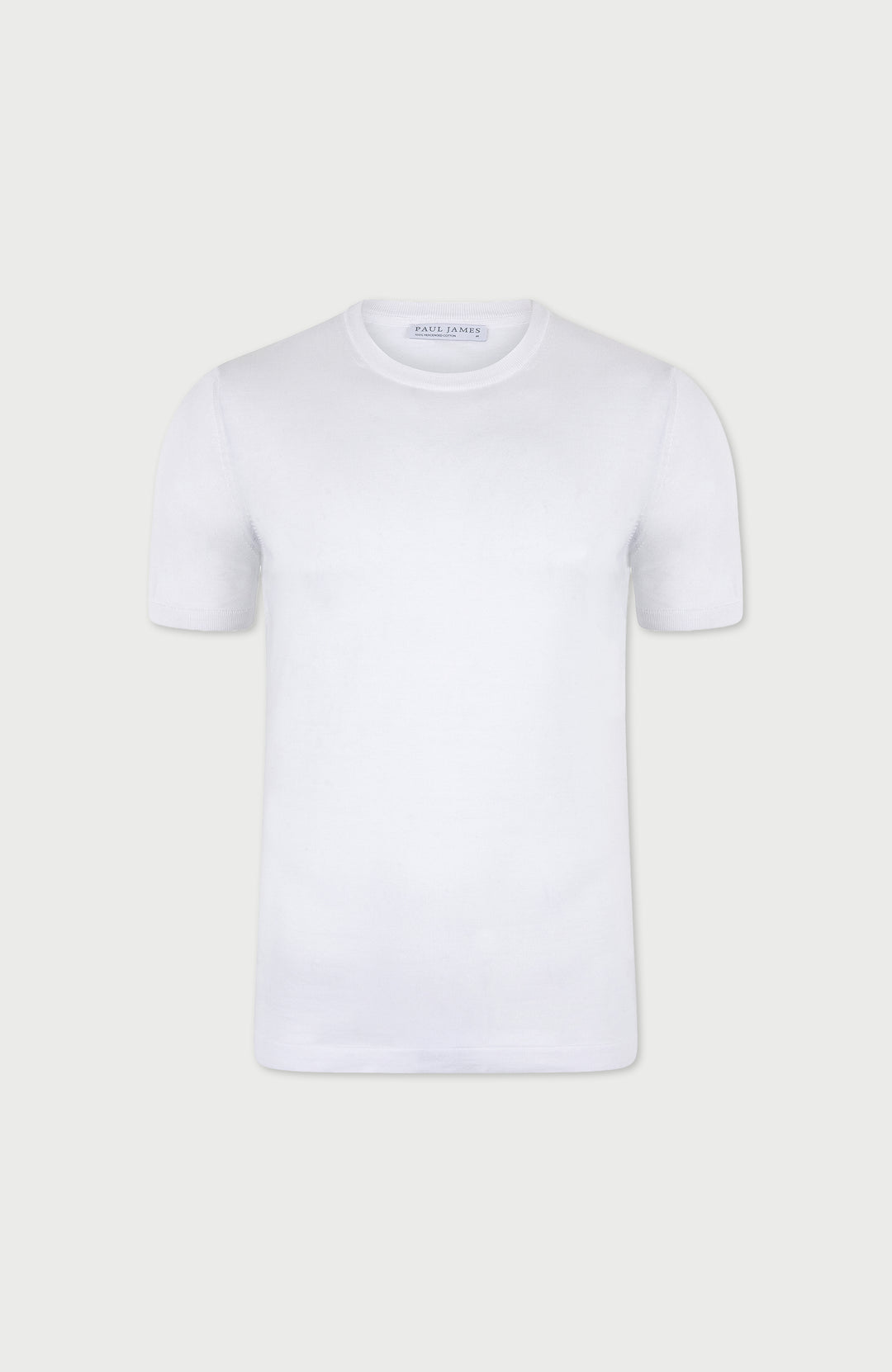 White mens mercerised t-shirt on a light gray background