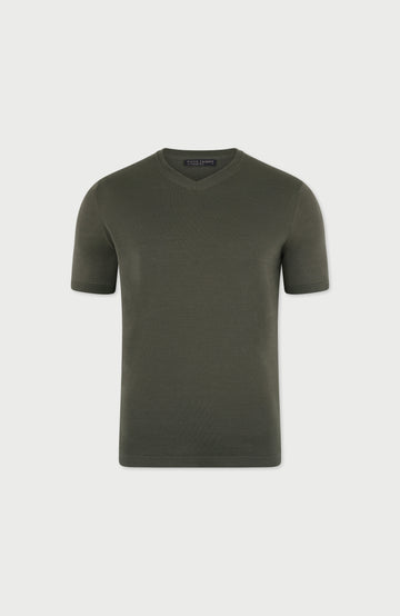 Charcoal Mens Mercerised Cotton V-Neck T-Shirt By Paul James