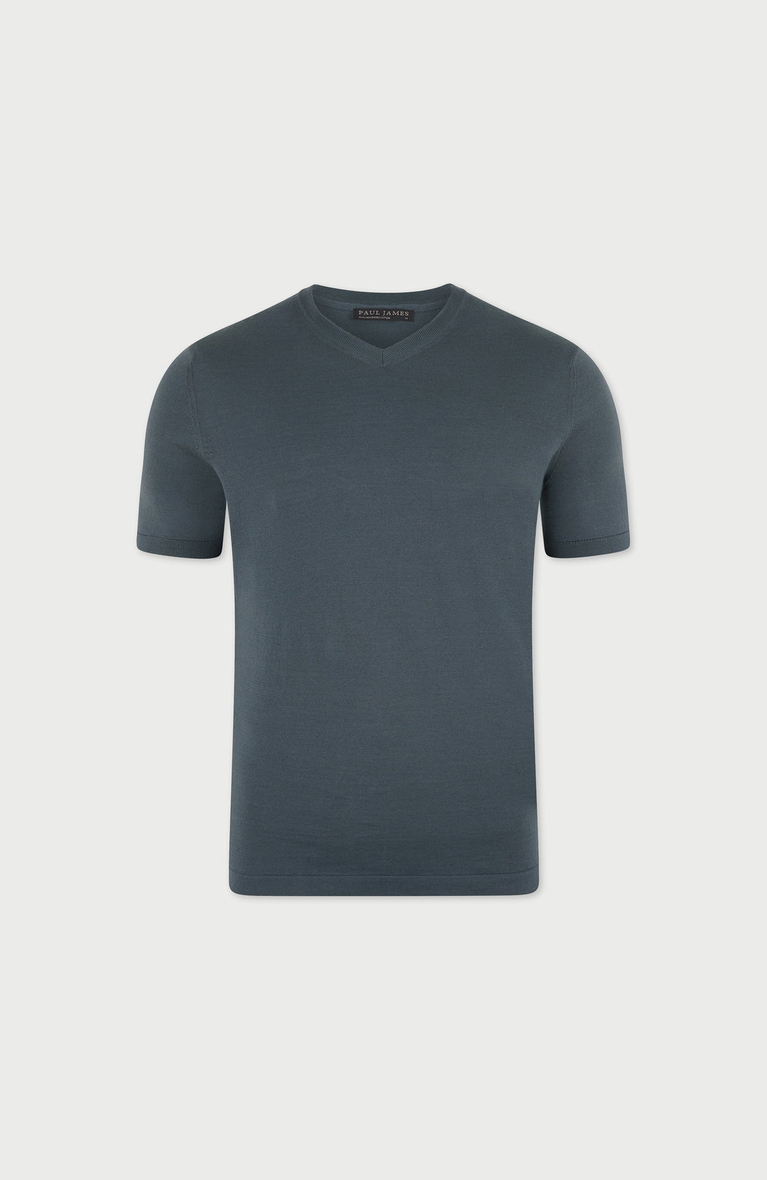 Blue Mens Mercerised Cotton V-Neck T-Shirt By Paul James