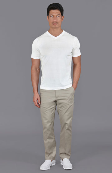 white mens v neck knitted t-shirt