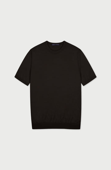 black mens merino silk knitted t-shirt