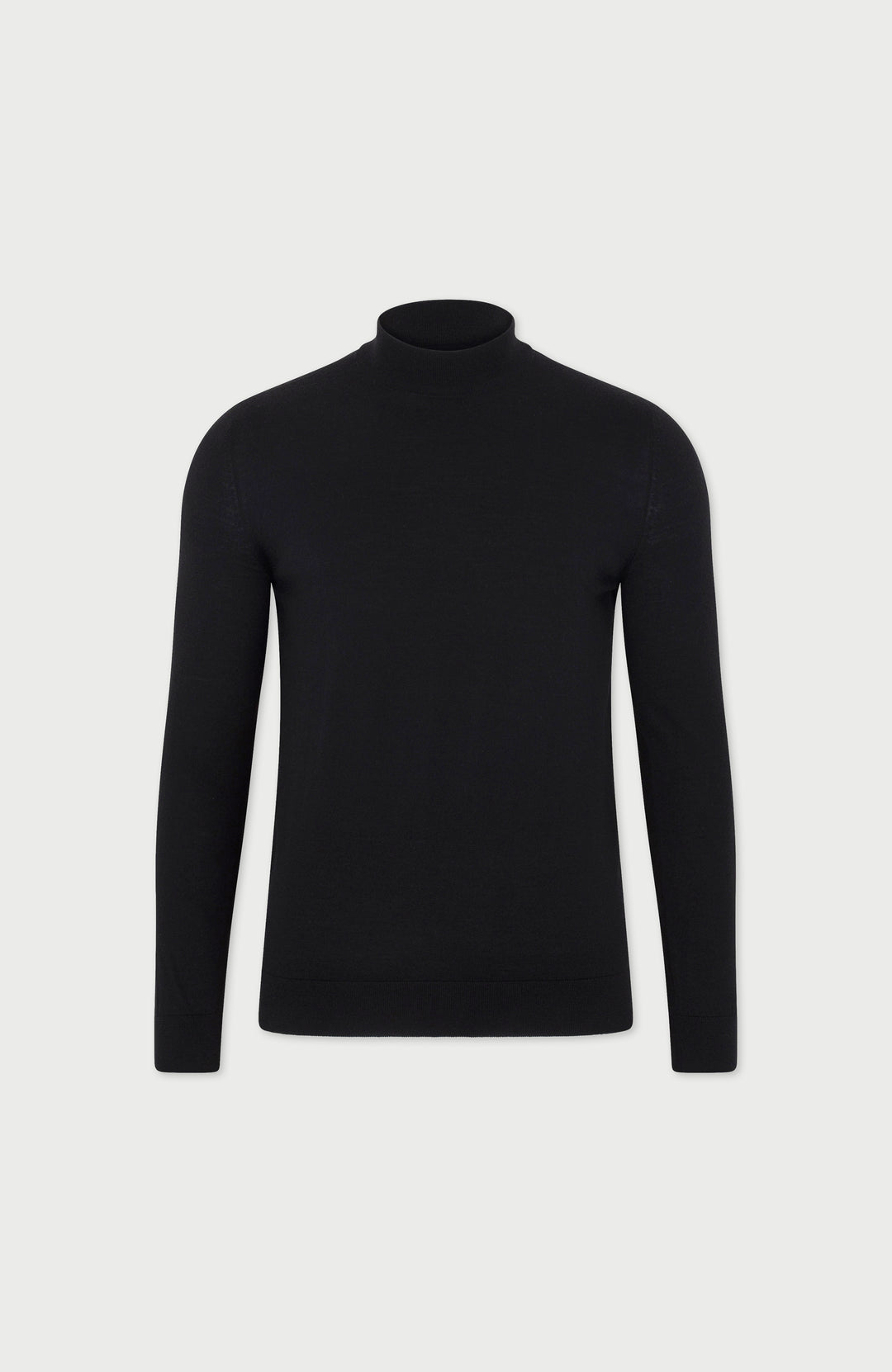 Men's Black Mock Neck Merino Silk Jumper by Paul James 