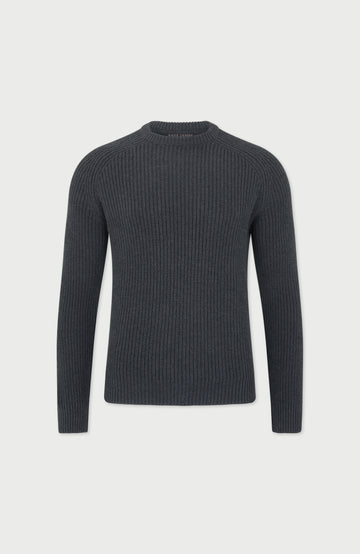 charcoal mens fisherman rib jumper
