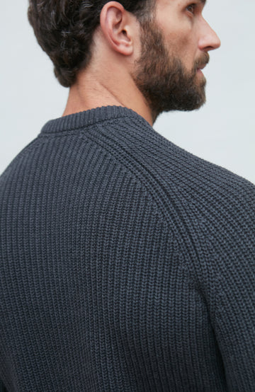 dark grey fisherman knit jumper