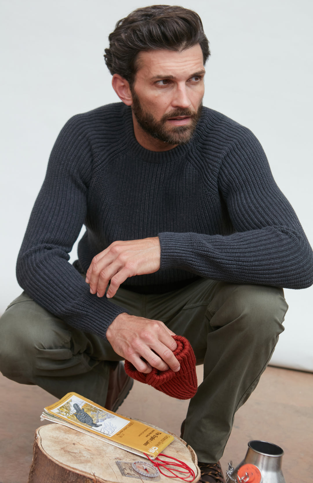 dark grey fisherman knit jumper