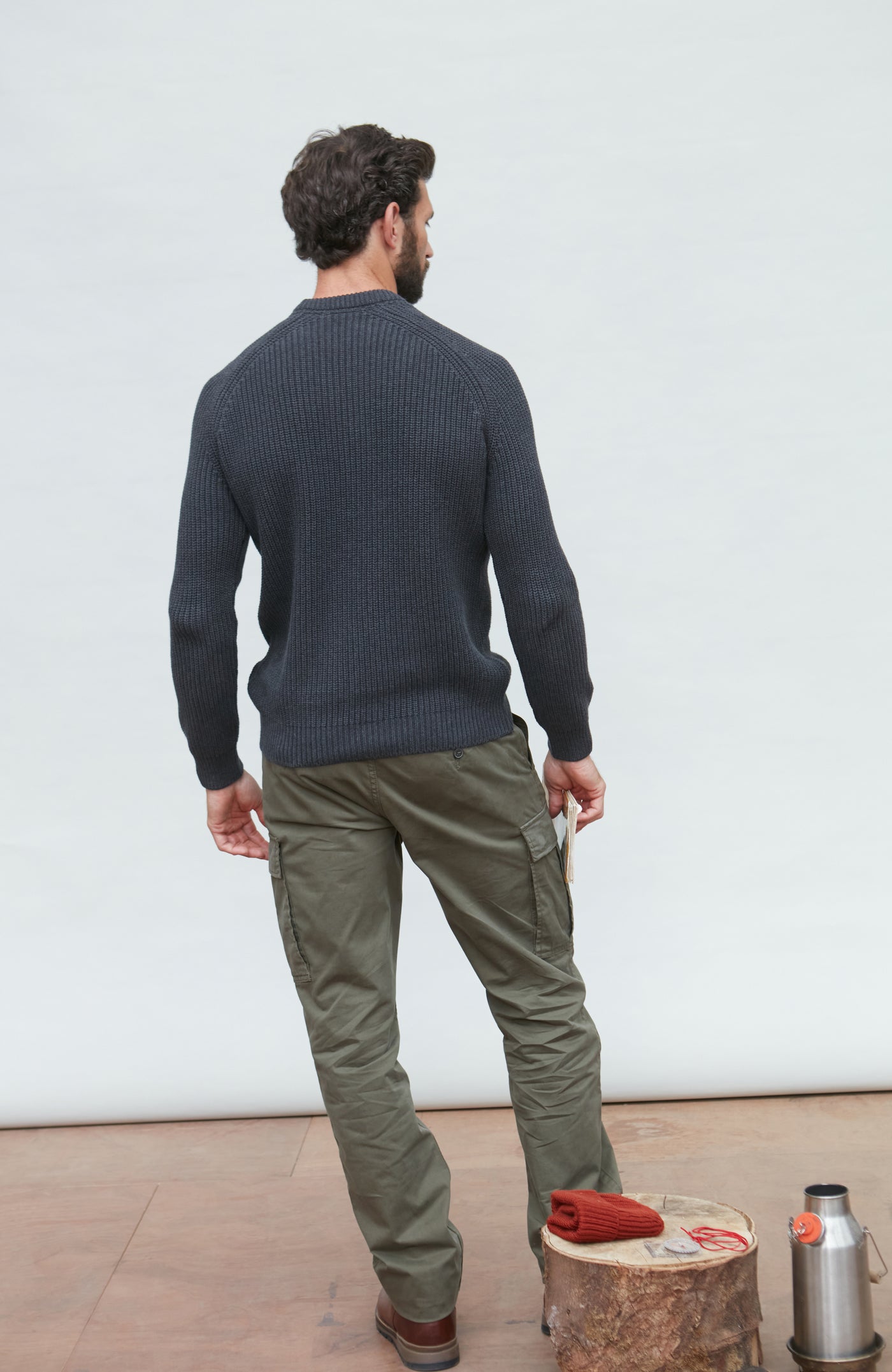 dark grey fisherman knit jumper