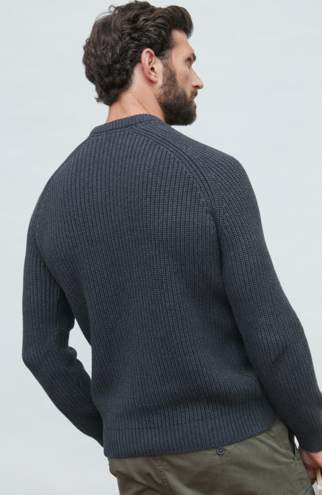 Fishermans Jumper Fine Lambswool Jumpers Men's 100% Cotton Ribbed