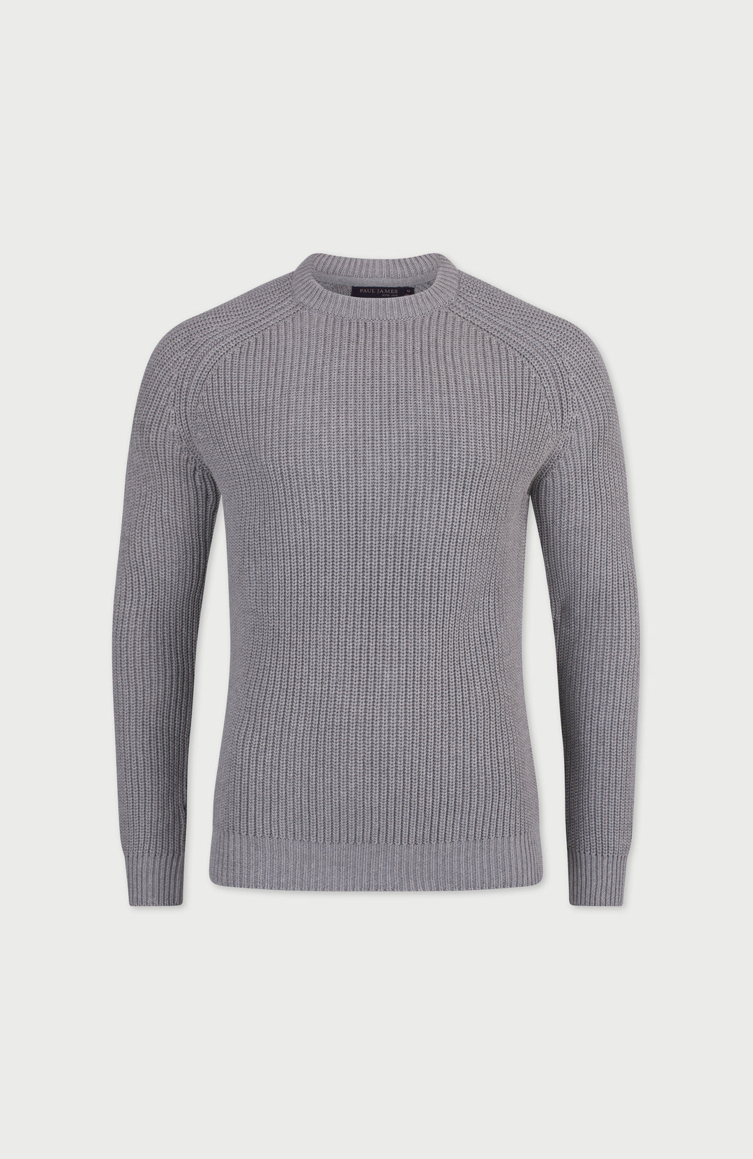 grey mens fisherman rib jumper