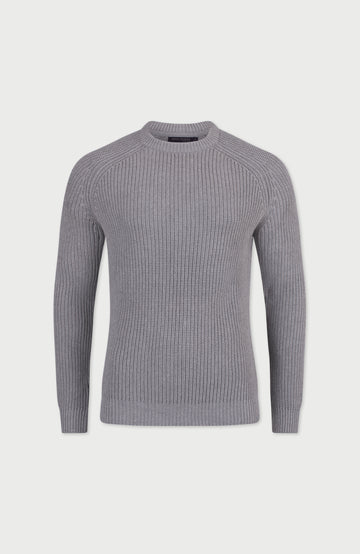 grey mens fisherman rib jumper