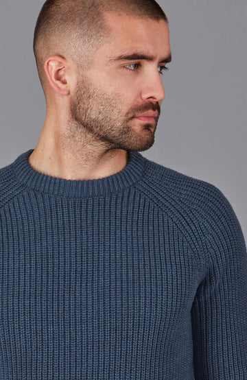 blue mens fisherman jumper