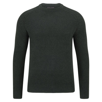 Mens Heavyweight Cotton Fisherman Rib Knit Jumper