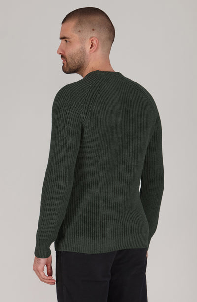 GREEN MENS COTTON FISHERMAN JUMPER