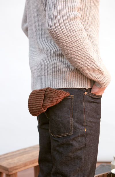 grey mens cotton fisherman jumper