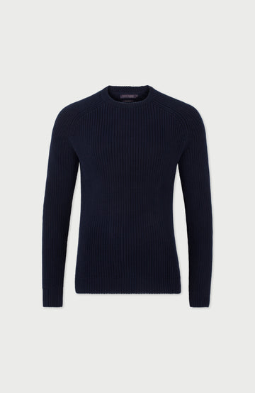 navy mens fisherman rib jumper