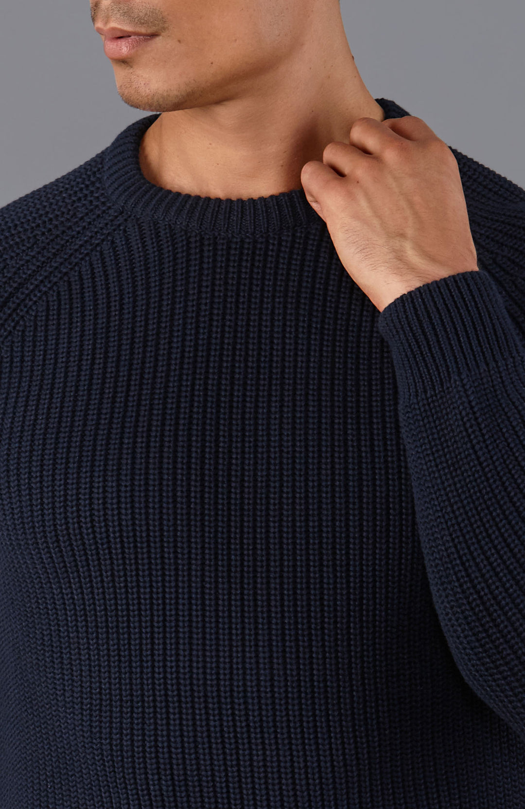 navy mens cotton fisherman jumper