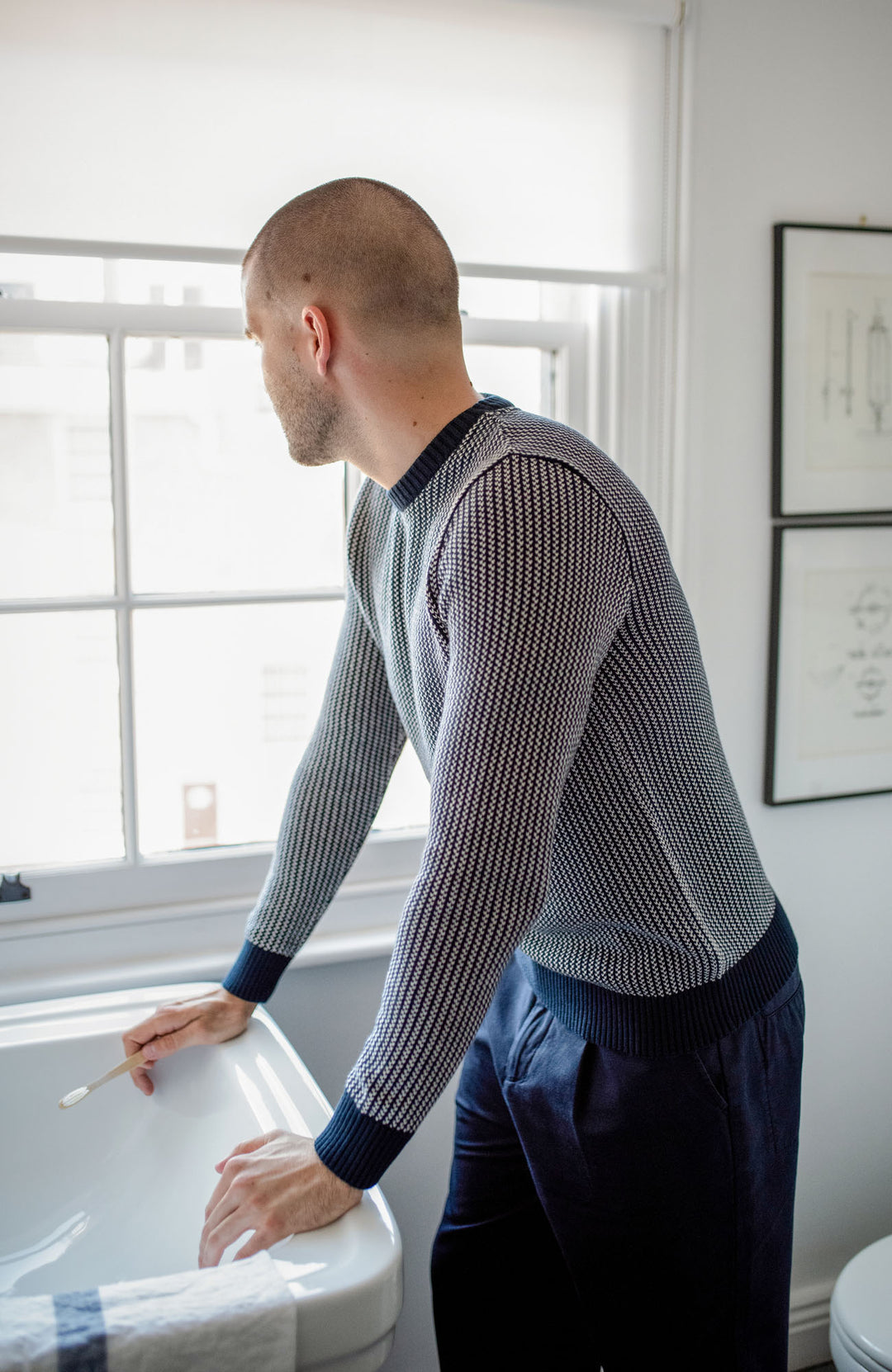 Men's navy fisherman's jumper