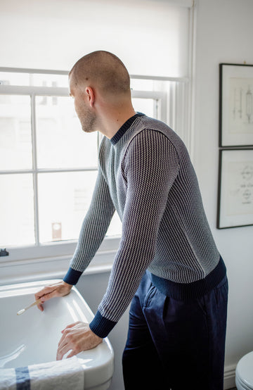 Men's navy fisherman's jumper