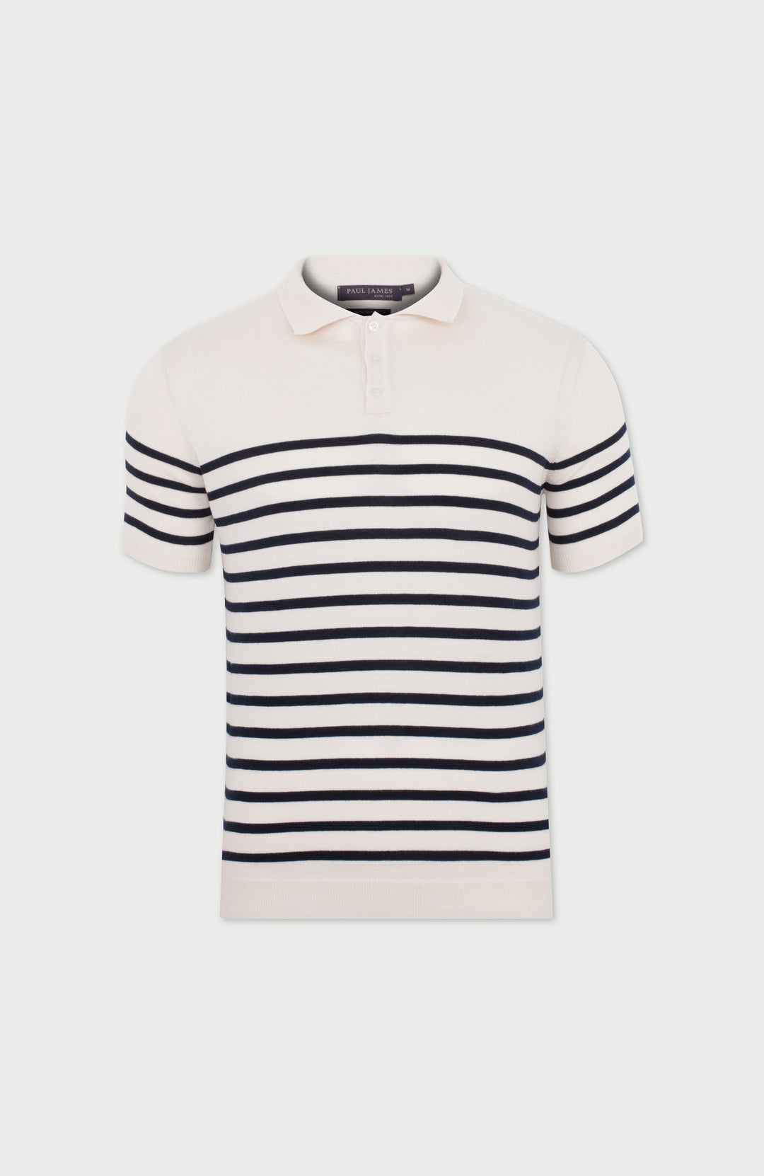 mens Striped polo shirt with a collar on a white background