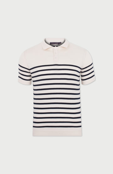 mens Striped polo shirt with a collar on a white background
