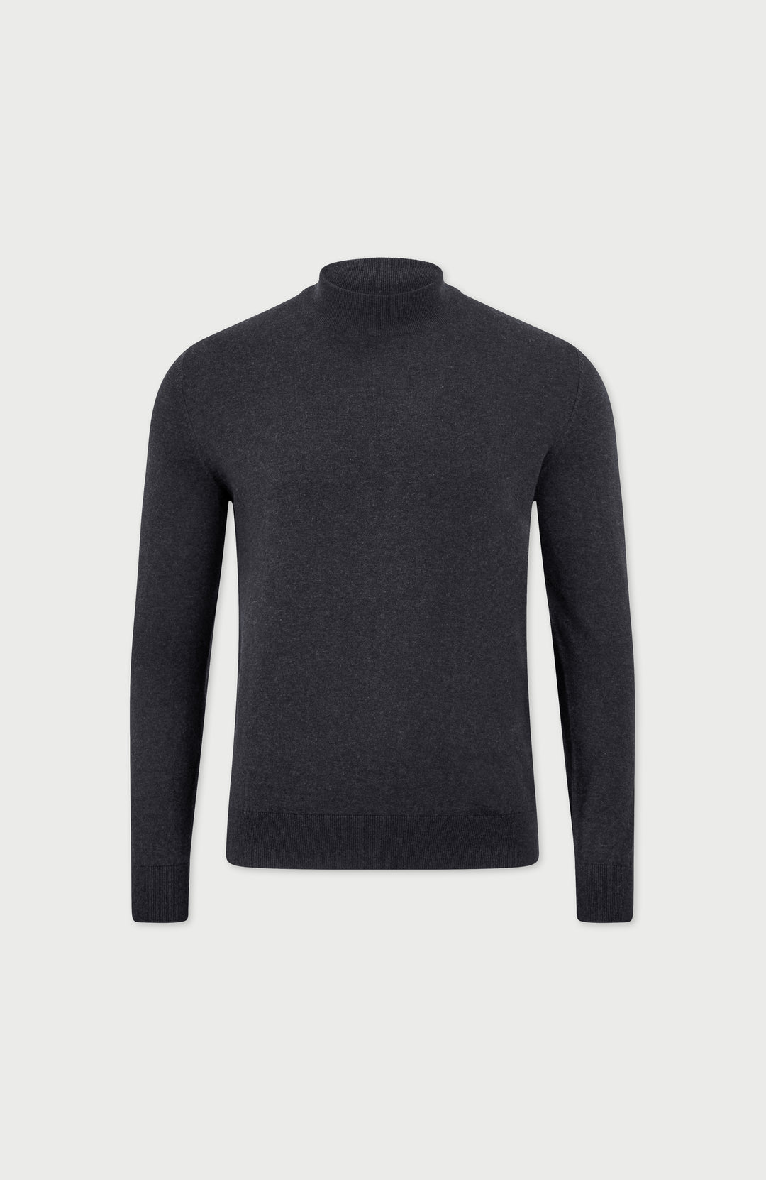 grey mens cotton mock turtle neck jumper