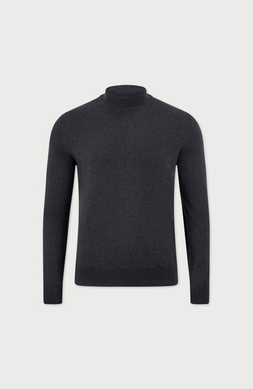 grey mens cotton mock turtle neck jumper