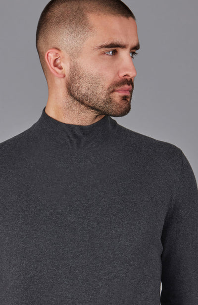dark grey mens mock turtle neck sweater