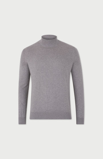 light grey mens cotton mock turtle neck jumper