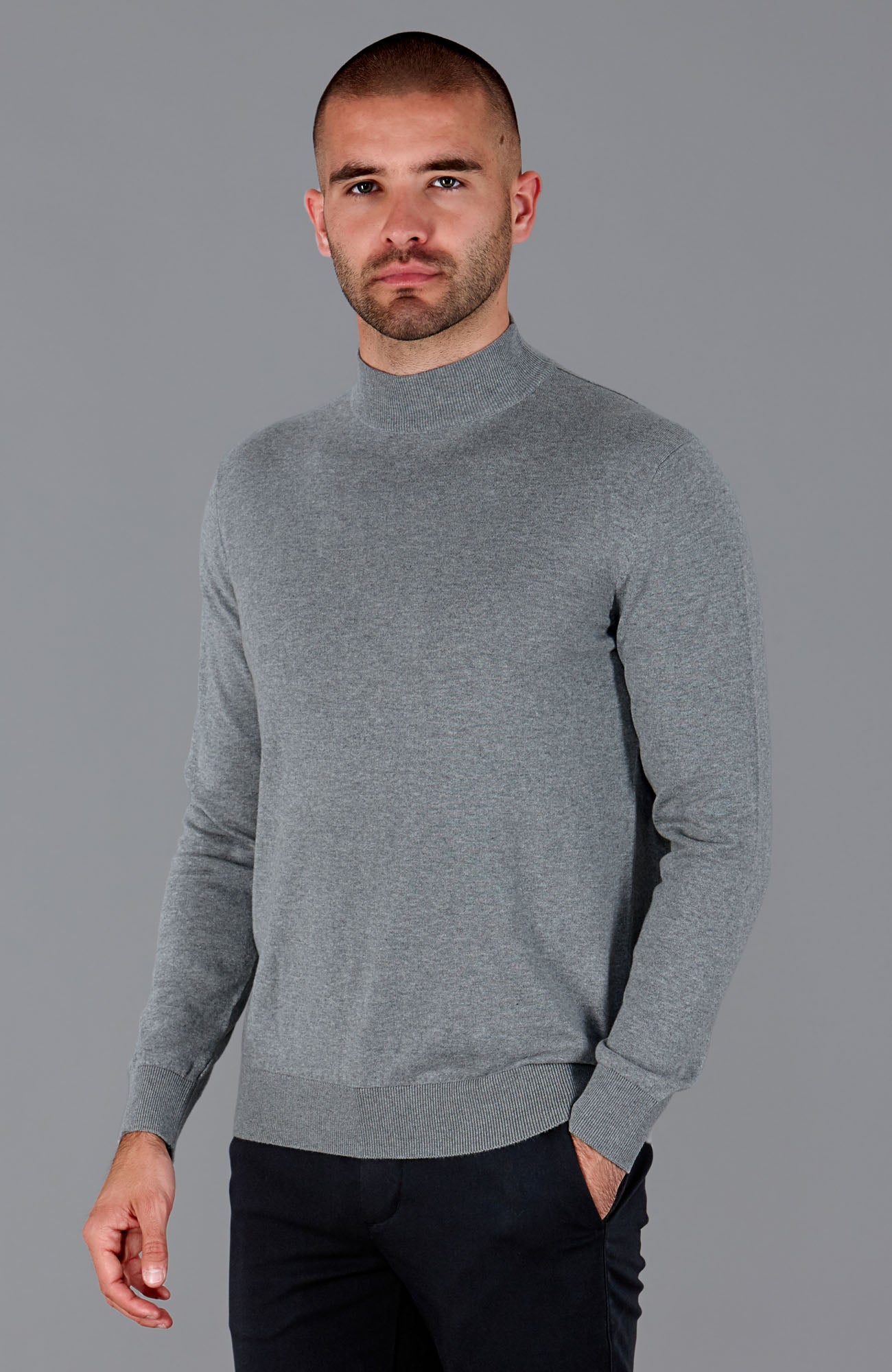 grey mens mock turtle neck sweater