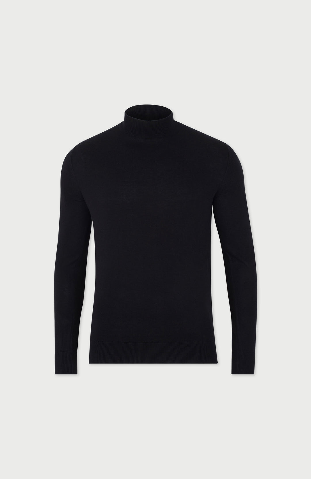 black mens cotton mock turtle neck jumper