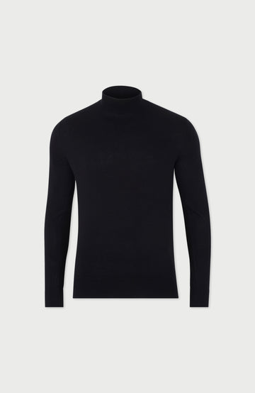 black mens cotton mock turtle neck jumper