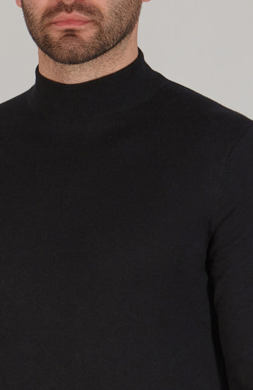 Mens Ultra Fine Cotton Mock Turtle Neck Jumper