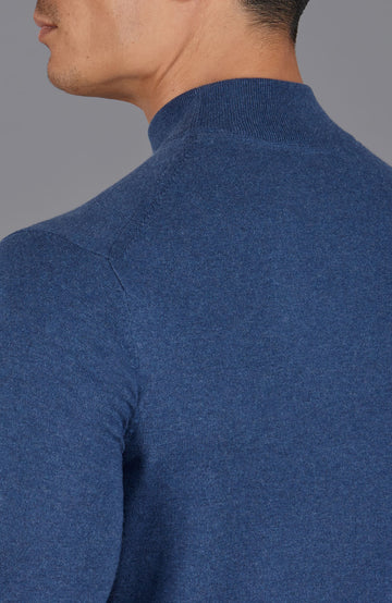 blue mens mock turtle neck jumper