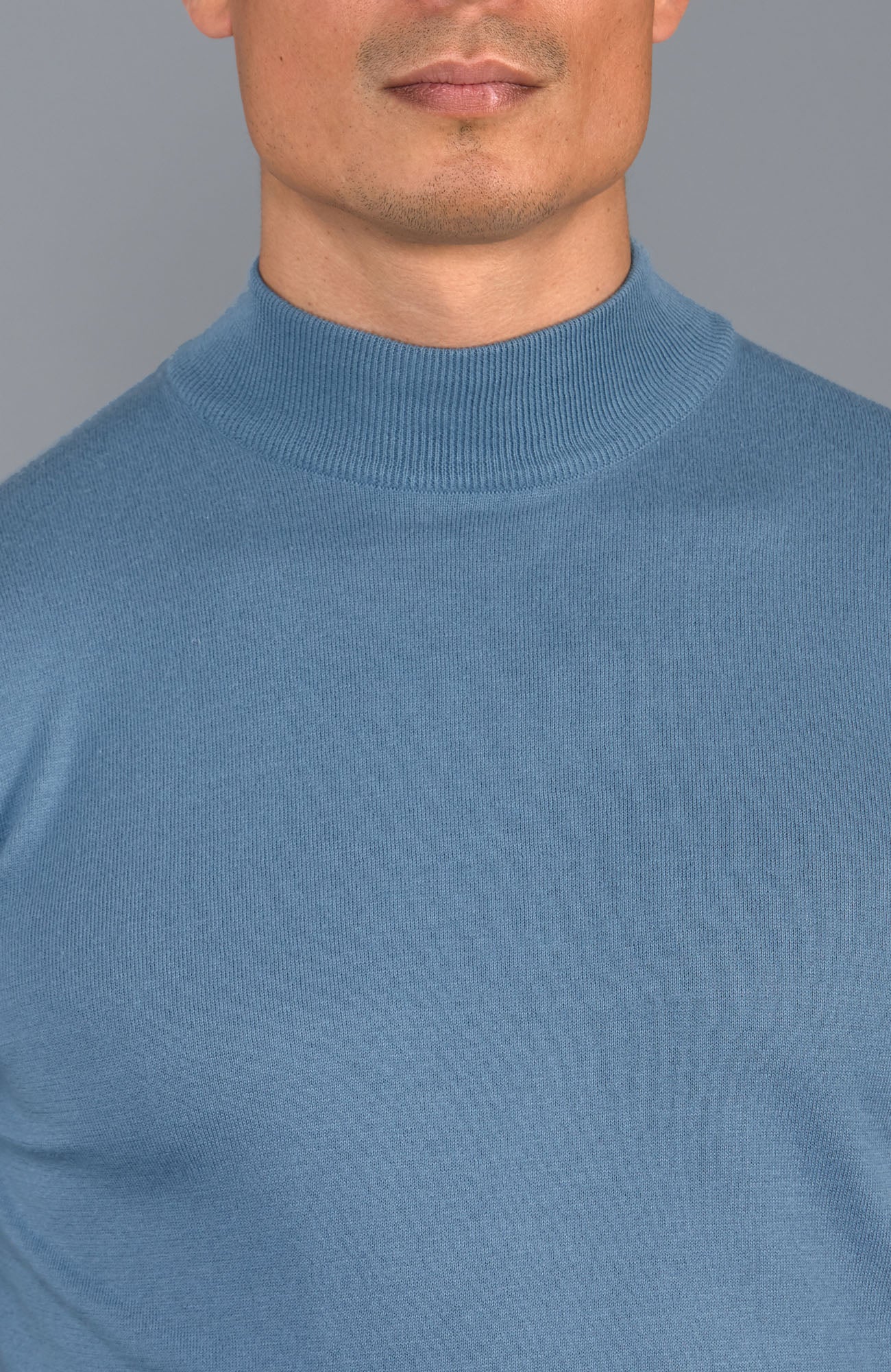 blue mens mock turtle neck sweater