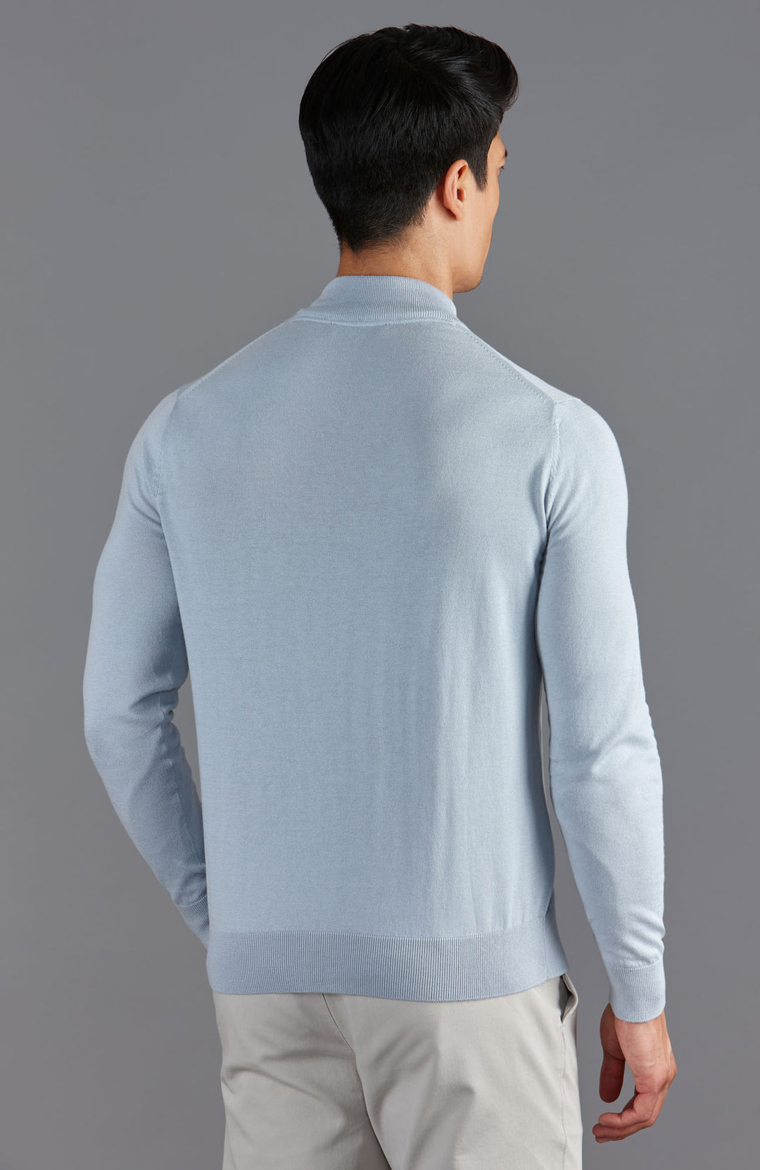 sky blue mens mock turtle neck sweater