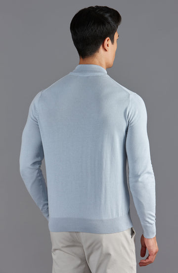 sky blue mens mock turtle neck sweater