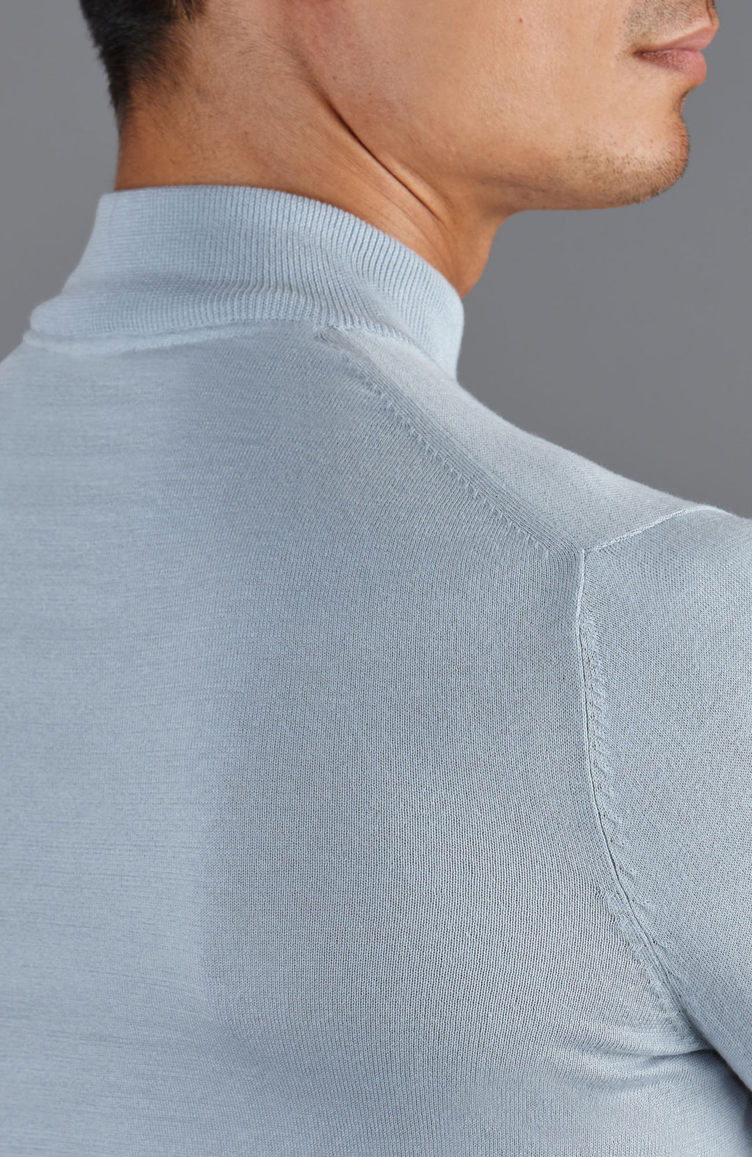 sky blue mens mock turtle neck sweater