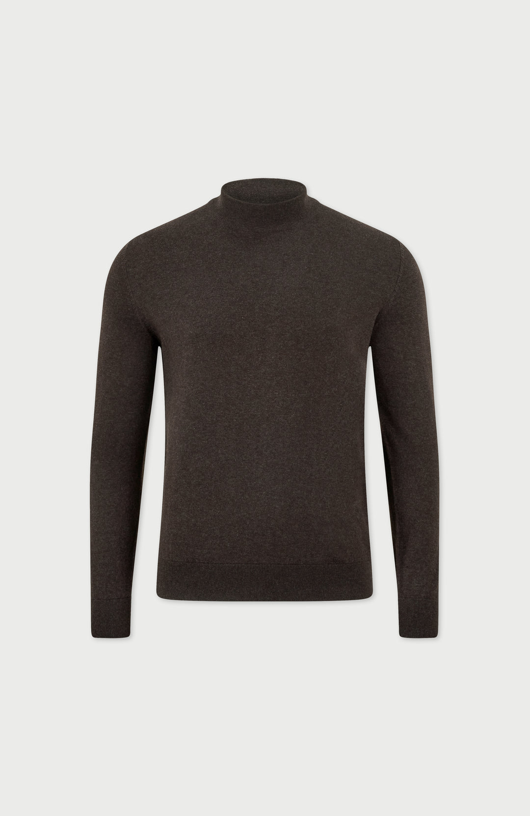 dark brown mens cotton mock turtle neck jumper