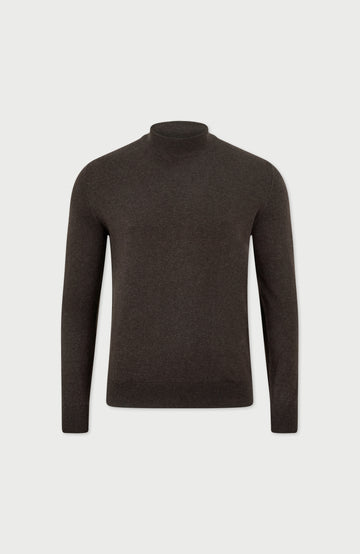 dark brown mens cotton mock turtle neck jumper