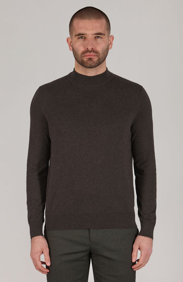 dark brown mens mock turtle neck jumper