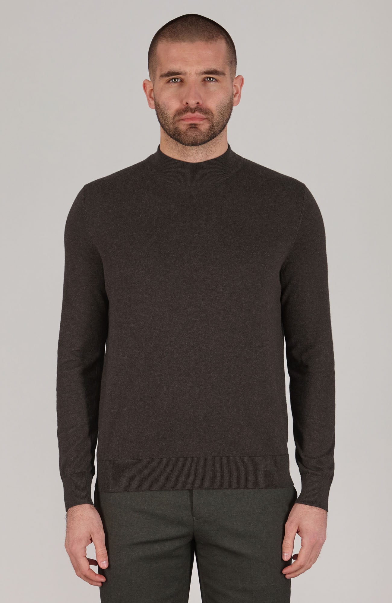 dark brown mens mock turtle neck jumper