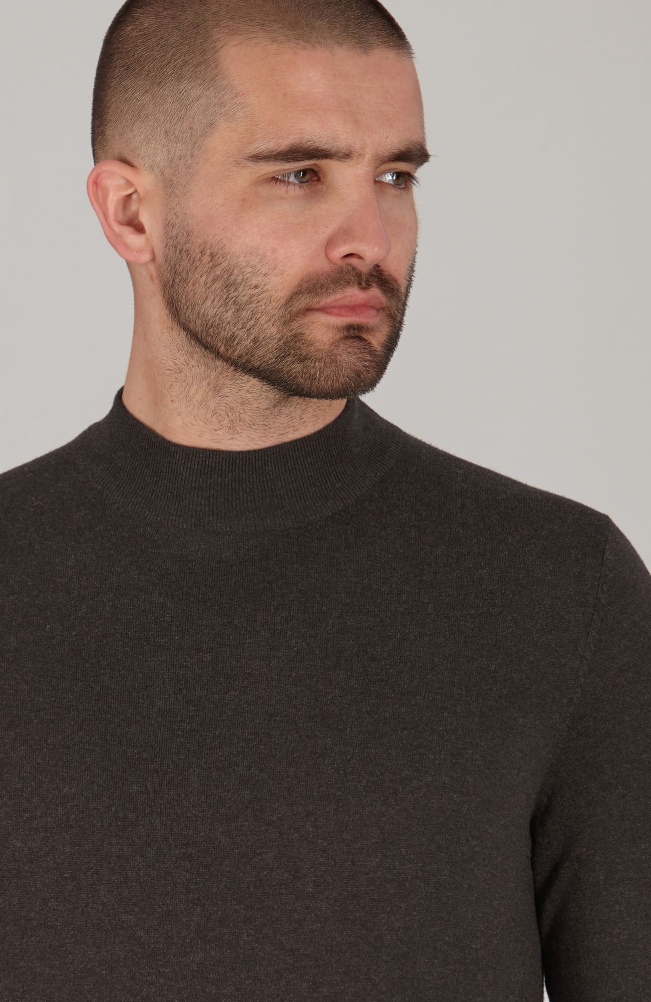 dark brown mens mock turtle neck jumper