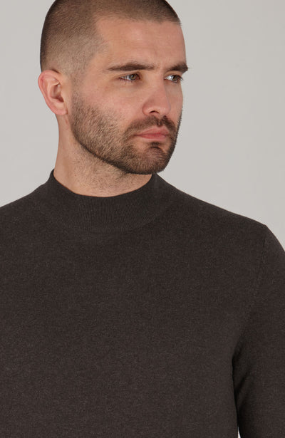 dark brown mens mock turtle neck jumper