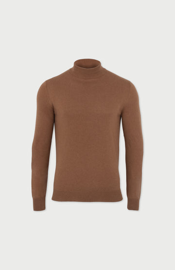 camel mens cotton mock turtle neck jumper