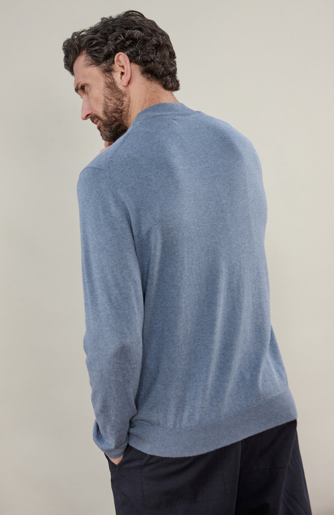 Men's Mock Turtleneck Jumper Made Of 100% Cotton Knit: Crafted in