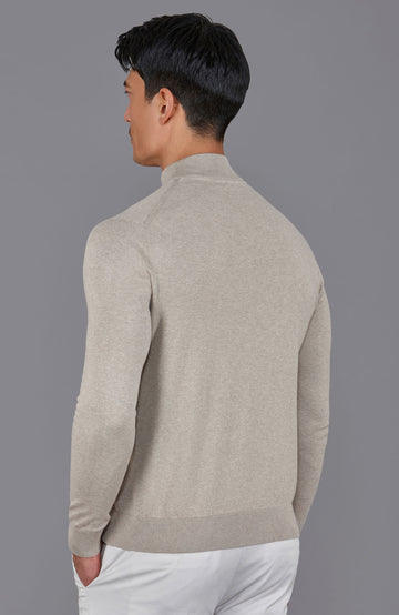 mens fawn cotton mock turtle neck jumper