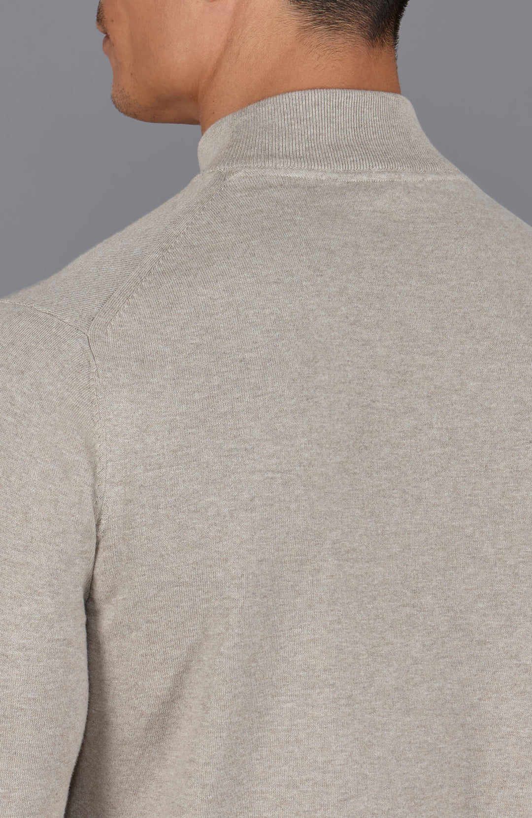 mens fawn cotton mock turtle neck jumper