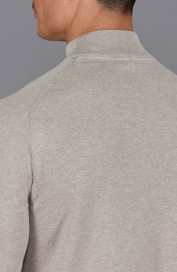 mens fawn cotton mock turtle neck jumper