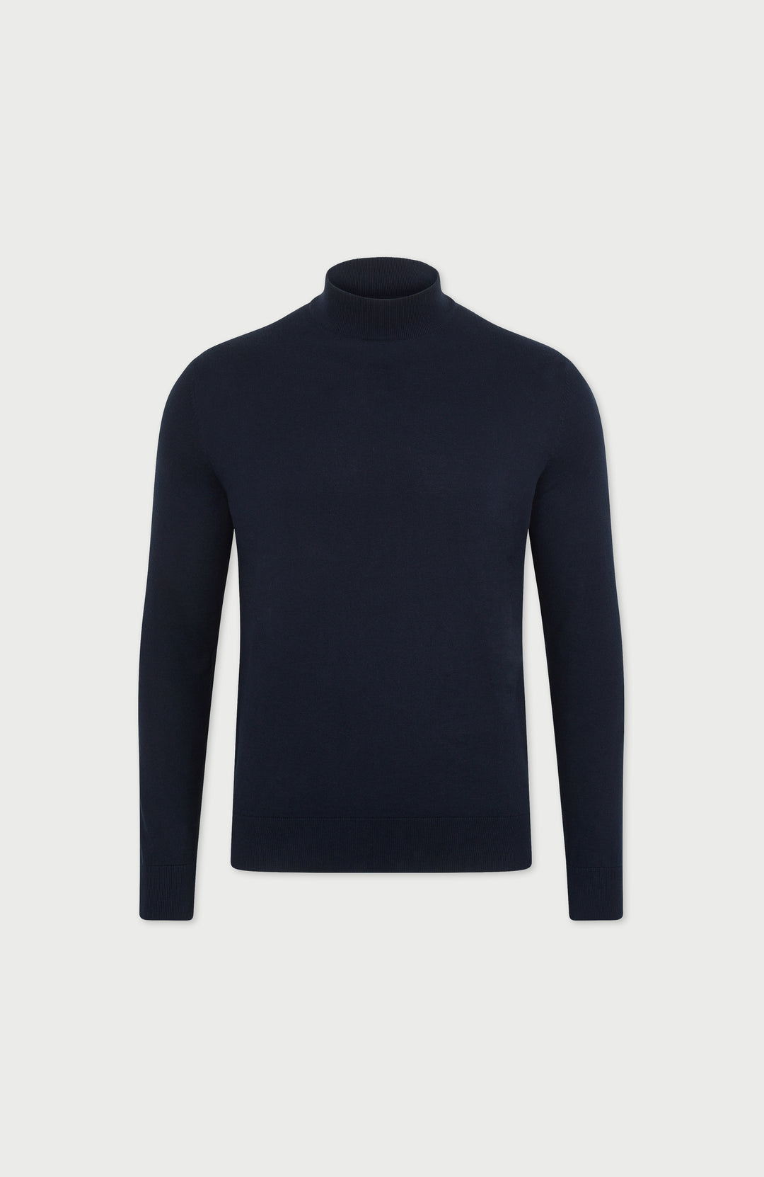 navy mens cotton mock turtle neck jumper