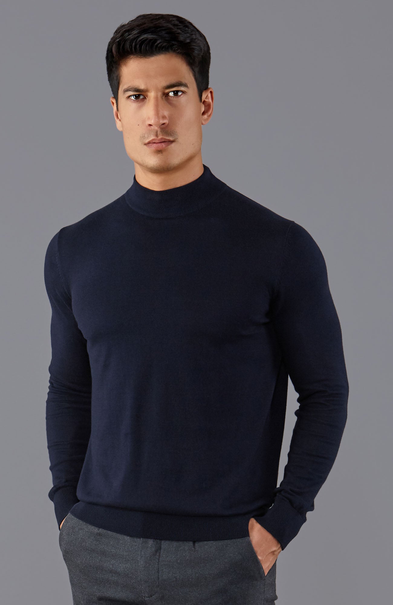 Men’s Mock Turtleneck Jumper Made Of 100% Cotton Knit: Crafted in a ...